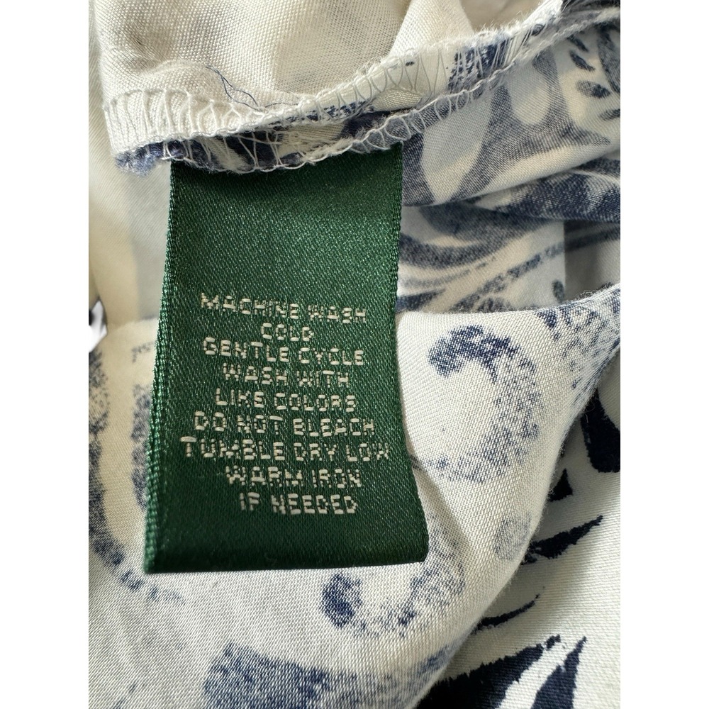 Lauren Ralph Lauren Skirt 14P Blue White Floral Cotton A-Line Petite Pockets - Picture 7 of 10